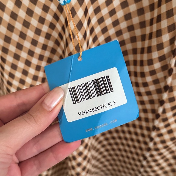 Brown checkered summer dress - vrg grl - Picture 5 of 5